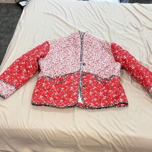 Floral Red Quilted Jacket